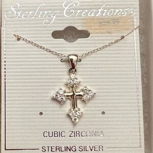 NEW! Sterling creations cubic zirconia cross and chain